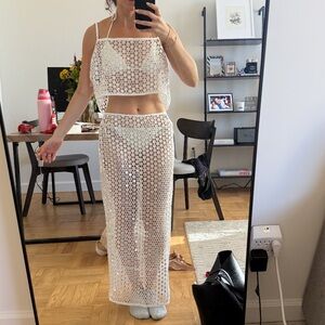 White Crochet Two-Piece Set
